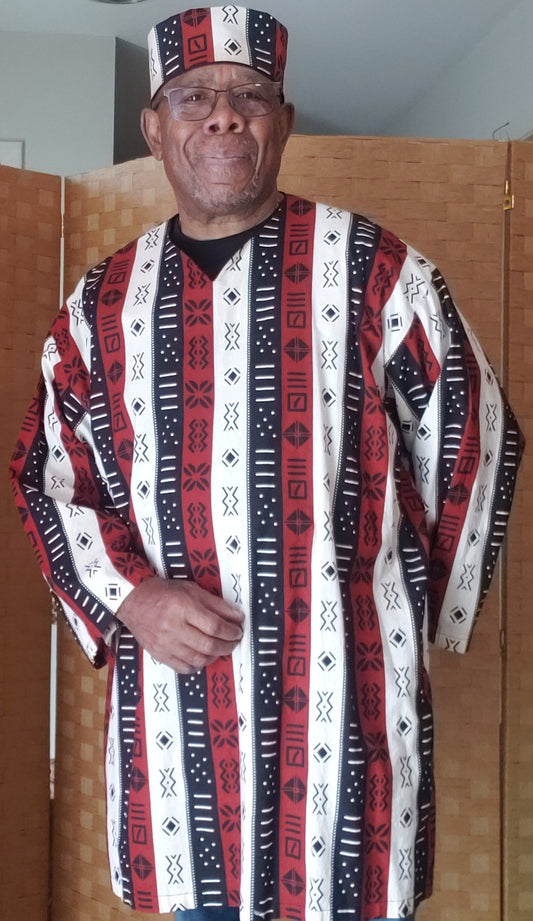 Traditional Dashiki Cut with Matching Hat