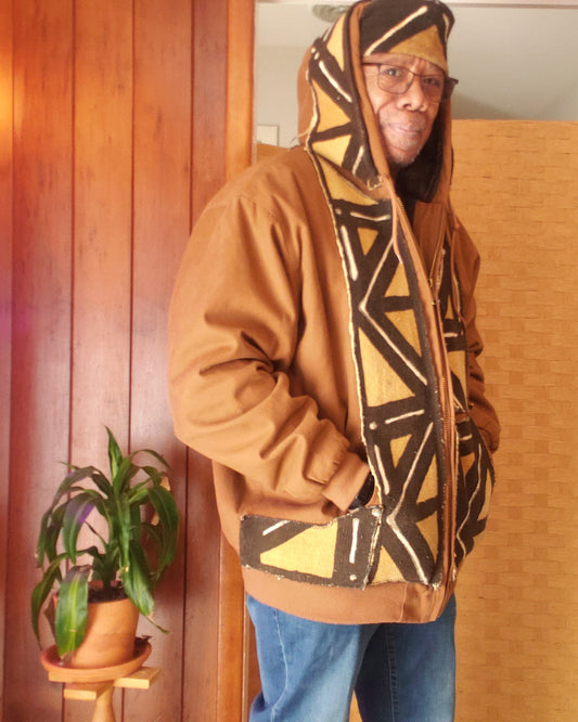 Winter Jacket with Traditional Mud-Cloth Embellishments