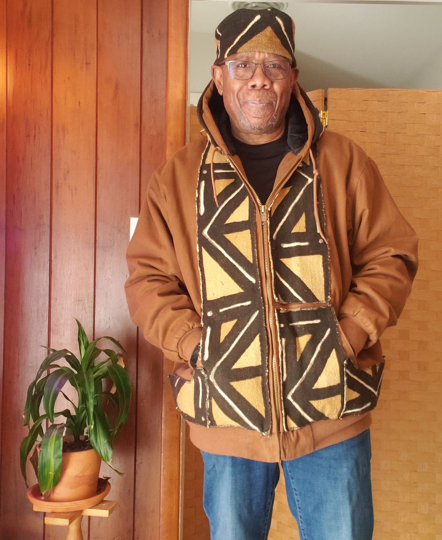 Winter Jacket with Traditional Mud-Cloth Embellishments