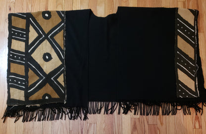 Save 50.00 off this Authentic Mud cloth and Fleece Shawls. Four Color Mud cloth from Mali West Africa